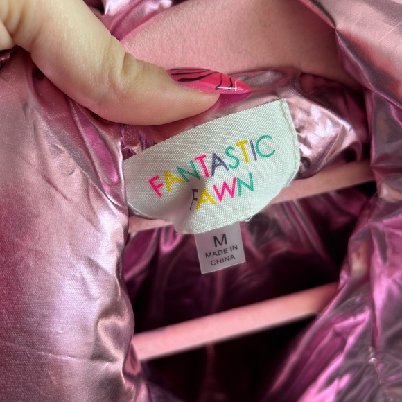 Fantastic Fawn Metallic Pink Sequin Puffer Coat - Picture 2 of 6